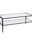 48" Black Glass And Metal Rectangular Coffee Table