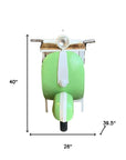 26" Green And White Novelty Scooter Open Cabinet with Two Shelves