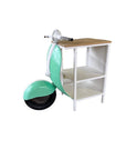 26" Green And White Novelty Scooter Open Cabinet with Two Shelves