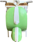 26" Green And White Novelty Scooter Open Cabinet with Two Shelves