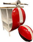 26" Red and Off White Novelty Scooter Open Cabinet With Two Shelves