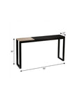 56" Natural and Black and Black Sled Console Table