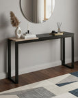 56" Natural and Black and Black Sled Console Table