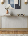 56" Silver and Gold Mirrored Glass Console Table