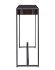 54" Dark Brown and Gunmetal Wood and Metal Sled Console Table