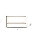 52" Clear and Gold Mirrored Glass and Metal Sled Console Table With Shelf