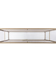 52" Clear and Gold Mirrored Glass and Metal Sled Console Table With Shelf
