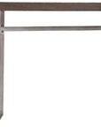 46" Gray Brown and Silver Wood and Metal Distressed Sled Console Table
