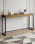 54" Gray Brown and Black Distressed Sled Console Table