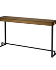 54" Gray Brown and Black Distressed Sled Console Table