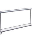 56" Clear and Silver Glass Mirrored Floor Shelf Console Table With Storage