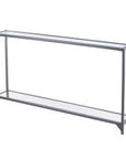 56" Clear and Silver Glass Mirrored Floor Shelf Console Table With Storage