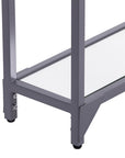 56" Clear and Silver Glass Mirrored Floor Shelf Console Table With Storage