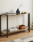 50" Smoky Black and Champagne Mirrored Glass Console Table With Shelf