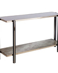50" Smoky Black and Champagne Mirrored Glass Console Table With Shelf