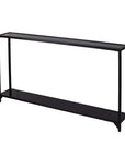 56" Clear and Black Glass Frame Console Table With Shelves