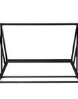 42" Black Glass and Metal A Frame Console Table With Shelf