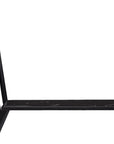 42" Black Glass and Metal A Frame Console Table With Shelf