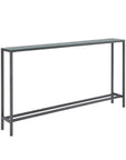 56" Silver and Gunmetal Mirrored Glass and Metal Console Table