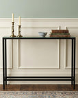 36" Black Mirrored Glass Console Table