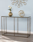 42" Clear and Gold Glass and Metal Frame Console Table