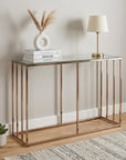 42" Clear and Gold Glass and Metal Frame Console Table