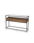 48" Clear and Black Glass Frame Console Table With Storage With Storage