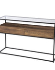 48" Clear and Black Glass Frame Console Table With Storage With Storage