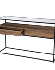 48" Clear and Black Glass Frame Console Table With Storage With Storage