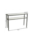 43" Clear and Black and Silver Glass Distressed Console Table With Storage