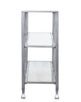49" Clear and Silver Glass Distressed Frame Console Table With Shelves