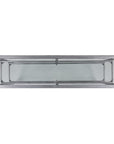 49" Clear and Silver Glass Distressed Frame Console Table With Shelves