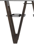 46" Clear Gray and Brown Glass and Solid Wood Abstract Console Table