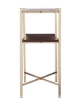 47" White Brass and Brown Faux Marble Console Table With Shelf