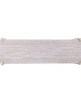 47" White Brass and Brown Faux Marble Console Table With Shelf