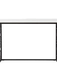 42" White and Black Glass and Metal Sled Console Table