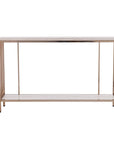 48" Champagne and Gold Faux Stone Floor Shelf Console Table With Storage