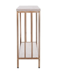 48" Champagne and Gold Faux Stone Floor Shelf Console Table With Storage