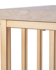48" Champagne and Gold Faux Stone Floor Shelf Console Table With Storage