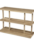 42" Natural Wood Floor Shelf Console Table With Two Shelves