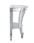 46" Silver Mirrored Glass Half Circle Console Table With Storage