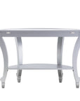 46" Silver Mirrored Glass Half Circle Console Table With Storage