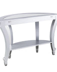 46" Silver Mirrored Glass Half Circle Console Table With Storage