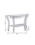 46" Silver Mirrored Glass Half Circle Console Table With Storage