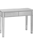 40" Silver Mirrored Glass and Wood Console Table With Two Drawers