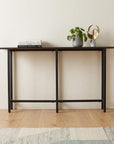 54" Espresso and Black Wood and Iron Console Table