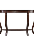 48" Brown Half Circle Console Table With Storage