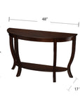 48" Brown Half Circle Console Table With Storage
