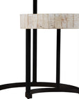 Set Of Two 21" White Solid Wood And Iron Round Nested Tables