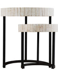 Set Of Two 21" White Solid Wood And Iron Round Nested Tables
